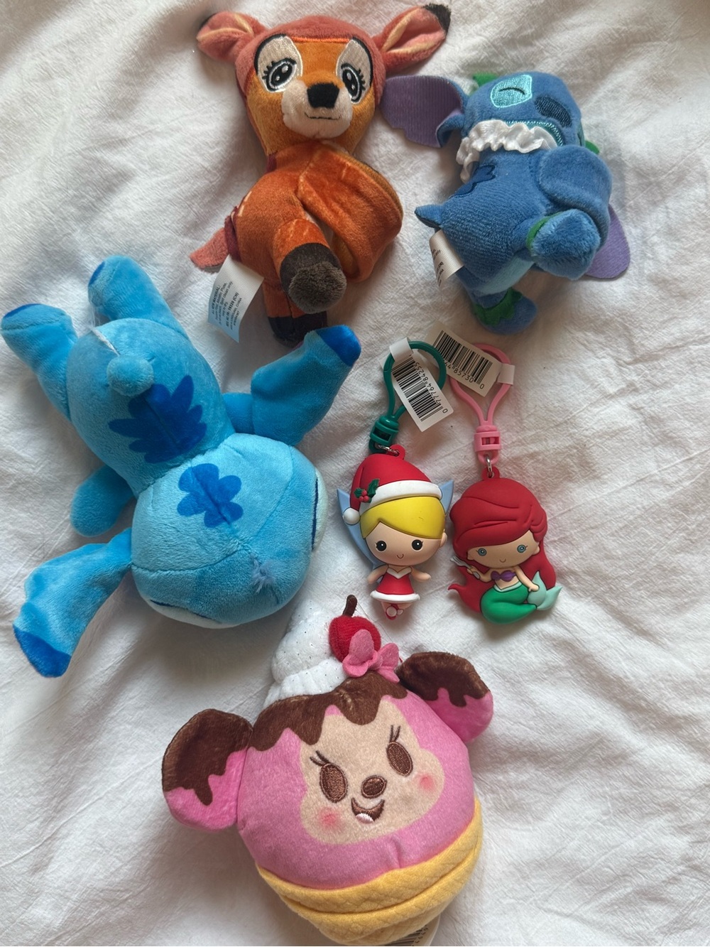 Disney Plush Keychain & Stuffed Toy Set - Blue, Pink, Orange, Red, Green